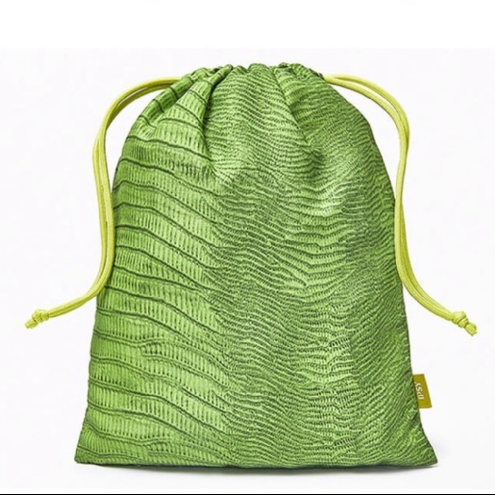 August 2021 Green Faux Reptile Drawstring Ipsy Bag